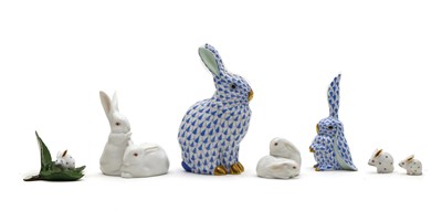 Lot 156 - A collection of Herend porcelain hare figures
