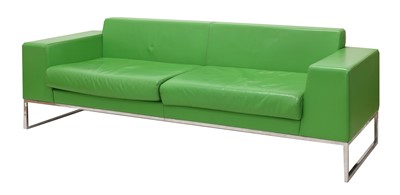 Lot 668 - A contemporary green settee and armchair