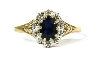 Lot 263 - A 9ct gold sapphire and diamond cluster ring