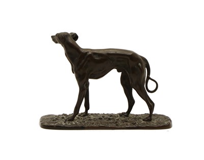 Lot 163 - A small bronze figure of a standing greyhound