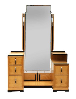 Lot 595 - An Art Deco maple and ebonised dressing table