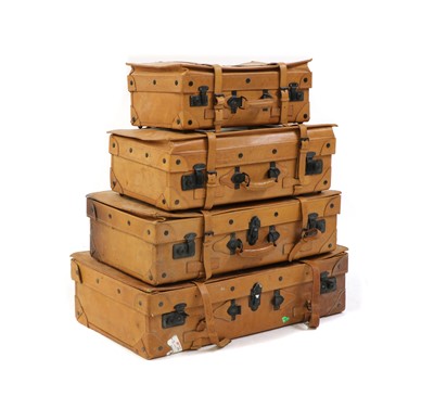 Lot 262A - A set of four graduated pigskin suitcases