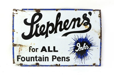 Lot 516 - A large enamel advertising sign, 'Stephens Ink'