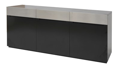 Lot 576 - An ebonised and polished aluminium sideboard