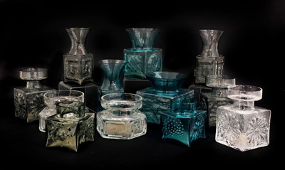 Lot 475 - A collection of twelve Frank Thrower glass vases