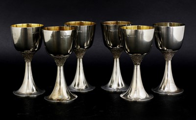 Lot 477 - A set of six silver goblets