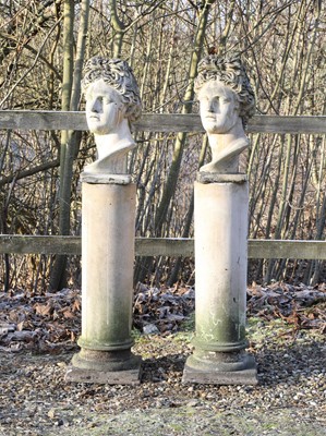Lot 537 - Two composite stone busts after the Apollo Belvedere