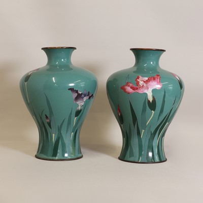 Lot 193 - A pair of Japanese cloisonné vases