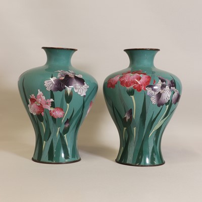 Lot 193 - A pair of Japanese cloisonné vases