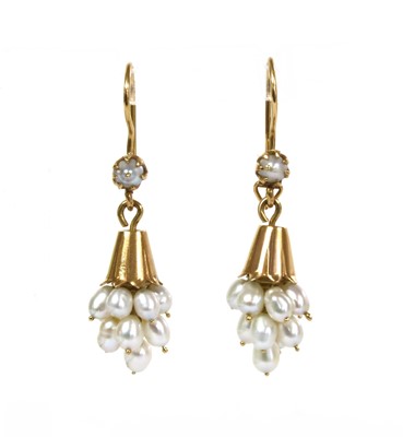 Lot 339 - A pair of gold cultured pearl drop earrings