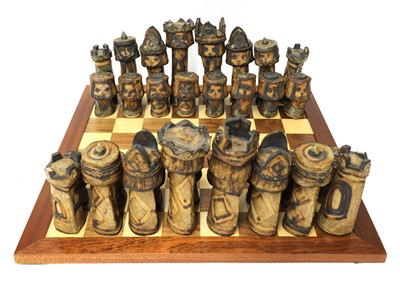 Lot 447 - A studio pottery chess set