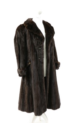 Lot 219 - A dark brown full length mink fur coat