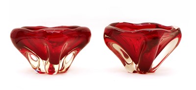 Lot 175A - A pair of Whitefriars ruby glass Molar bowls