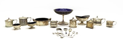 Lot 11A - A collection of cobalt blue glass-lined silver