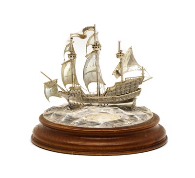 Lot 62A - Michael J Softley silver model of Golden Hind