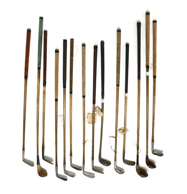 Lot 225 - A collection of hickory shafted golf clubs