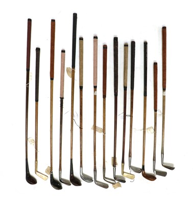 Lot 228 - A collection of hickory shafted golf clubs