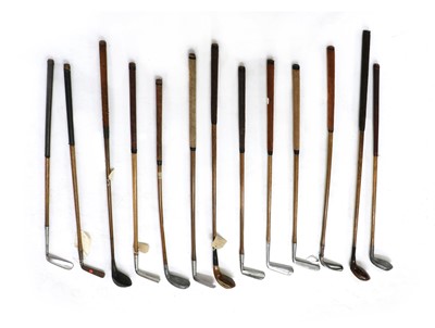 Lot 226 - A collection of hickory shafted golf clubs