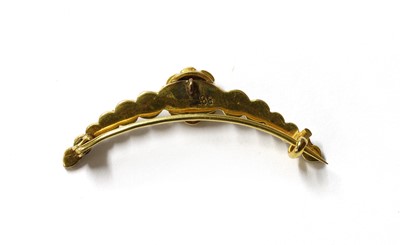 Lot 38 - A late Victorian gold turquoise and split pearl open crescent brooch