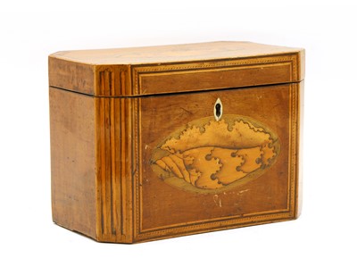 Lot 344 - A George III mahogany and satinwood inlaid tea caddy