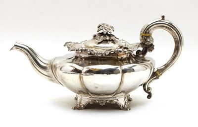Lot 14A - A William IV silver teapot