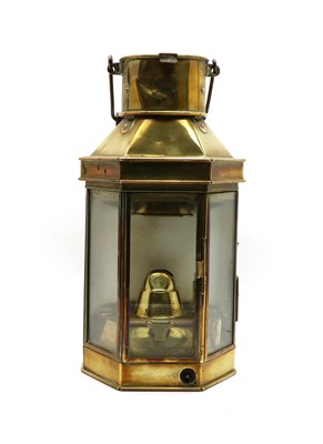 Lot 113 - A WWI brass bulkhead lantern