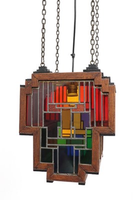 Lot 338 - An Haagse Art Deco oak hanging light