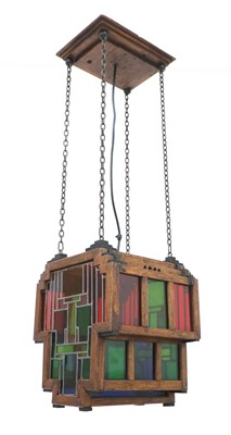 Lot 338 - An Haagse Art Deco oak hanging light