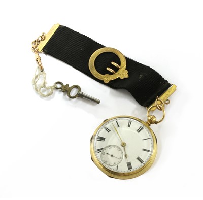 Lot 451 - An 18ct gold key wound open faced pocket watch