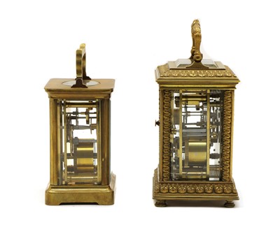 Lot 136 - A French brass carriage clocks