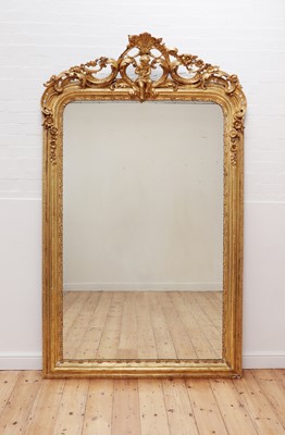 Lot 680 - A large giltwood overmantel mirror
