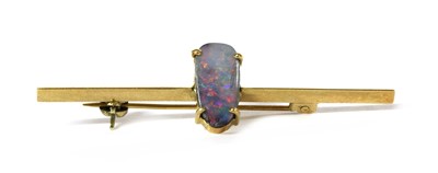 Lot 323 - A gold boulder opal bar brooch