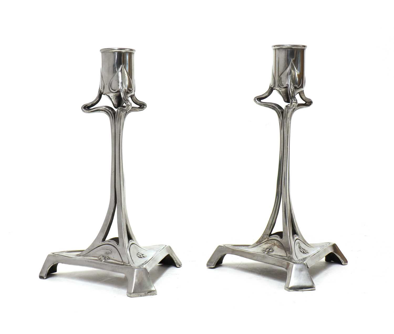 Lot 95 - A pair of Art Nouveau Juventa candlesticks