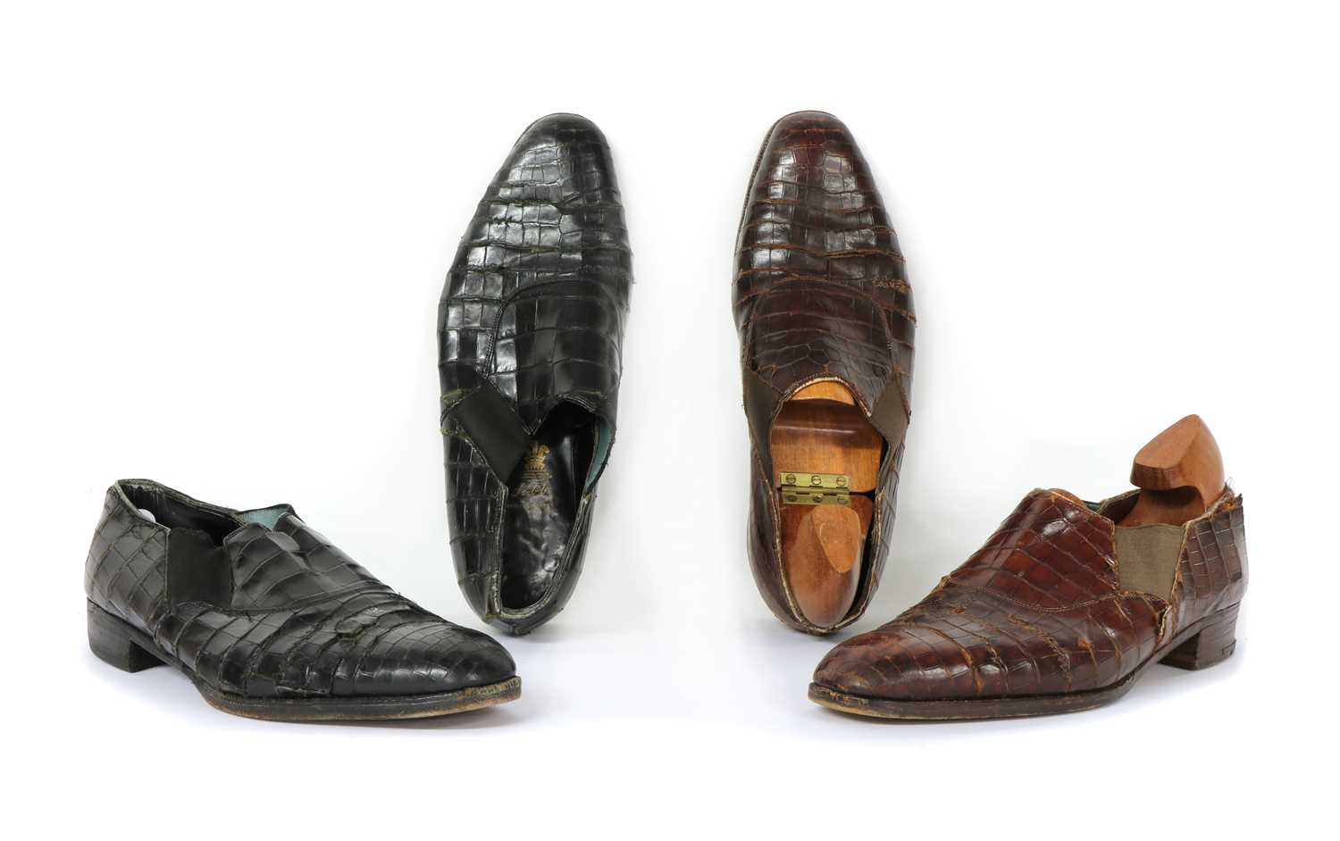 Lot 133 - A pair of John Lobb black crocodile leather