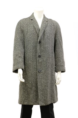 Lot 152 - A black and white long single-breasted coat