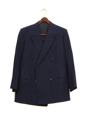 Lot 144 - A dark blue double-breasted suit