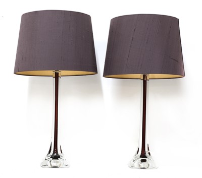 Lot 460 - A pair Swedish glass table lamps