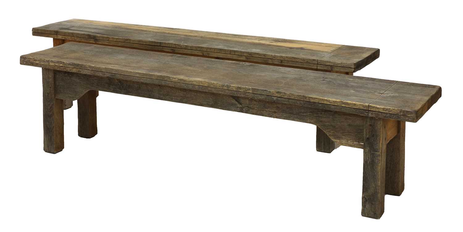 Lot 213 - A pair of oak benches