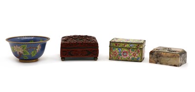 Lot 168 - A Chinese Canton enamel box and cover