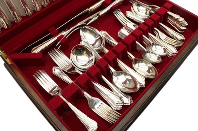 Lot 24 - An Allander canteen of silver plated Dubarry pattern cutlery