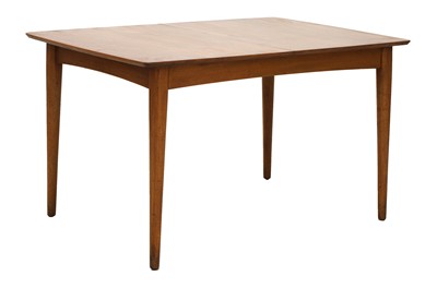 Lot 490 - A teak draw-leaf dining table