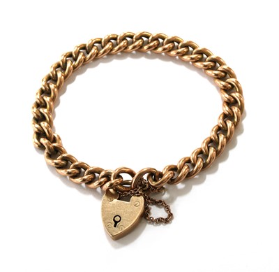 Lot 350 - A gold hollow curb link bracelet