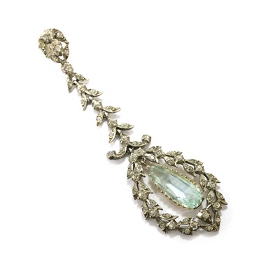 Lot 57 - A single silver and gold, aquamarine and paste drop earring