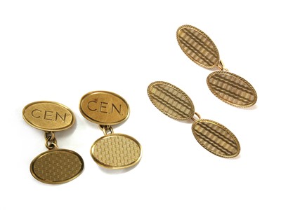 Lot 434 - Two pairs of 9ct gold cufflinks