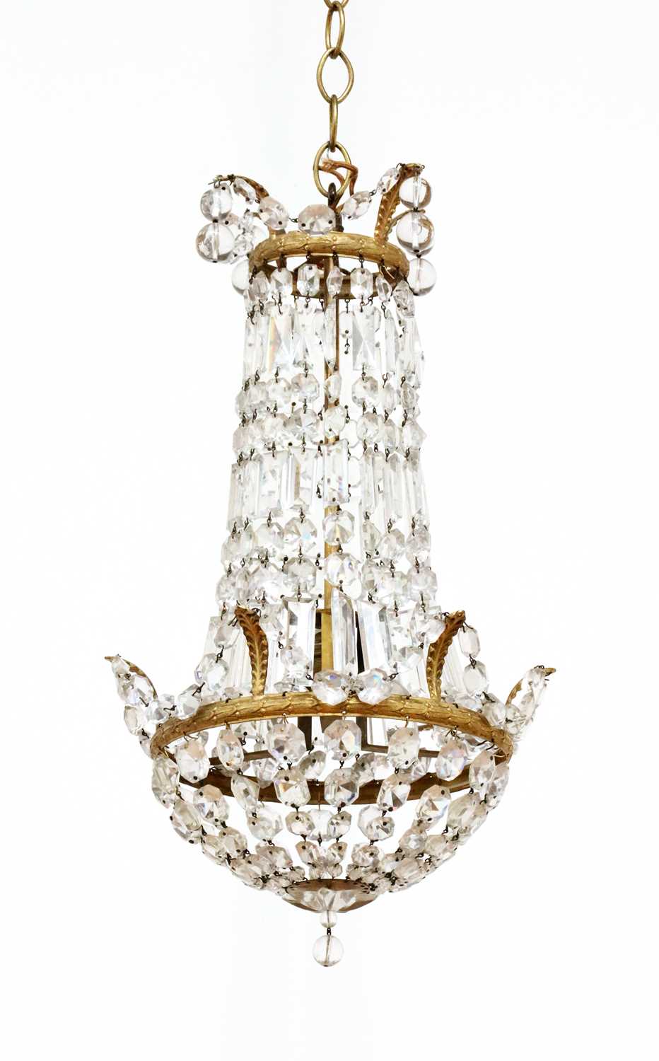Lot 10 - A small Empire-style gilt-brass and cut-glass ceiling light
