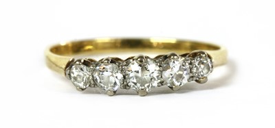 Lot 159 - A gold five stone diamond ring