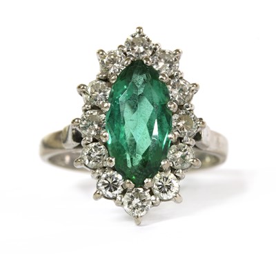 Lot 240 - A 14ct white gold tourmaline and diamond cluster ring