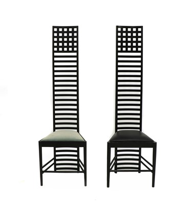 Lot 474 - A pair of black painted oak chairs