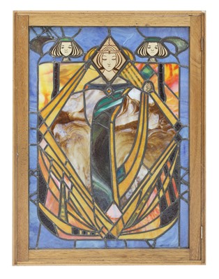 Lot 207 - A Glasgow Style 'The Queens' stained glass window