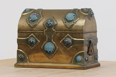 Lot 532 - A brass domed-top stationery box